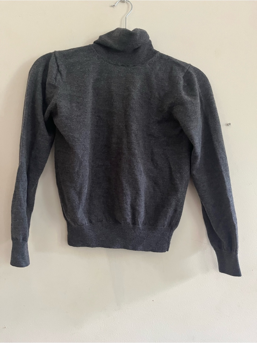 Vintage Gray Wool Turtleneck Knit Sweater Small Quiet Luxury Minimalist Capsule